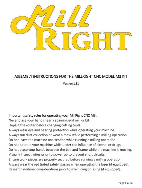 millright cnc m3 parts|ASSEMBLY INSTRUCTIONS FOR THE MILLRIGHT CNC MODEL M3 KIT.